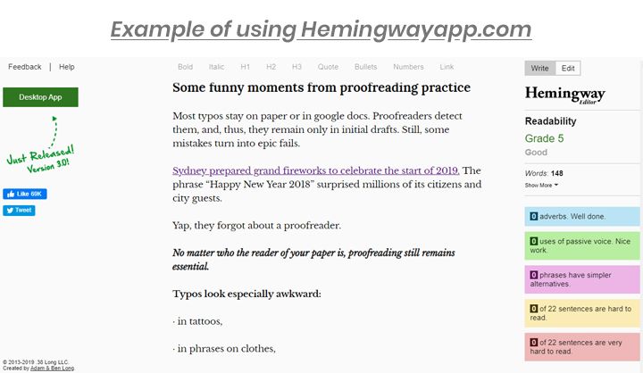example of using Hemingway